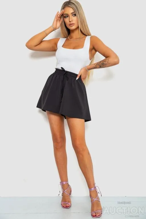 Купити Шорты-юбка однотонные, цвет черный, 102R5256