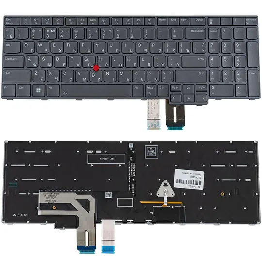 Клавіатура для ноутбука LENOVO (ThinkPad:T16, P16s Gen 1) rus, black, подсветка клавиш Ціна