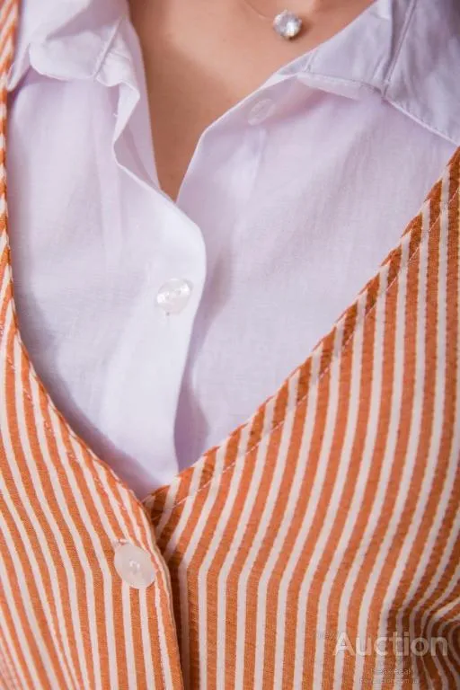 Женская рубашка, с декором в бело-терракотовую полоску, 119R320 Інтернет-аукціон