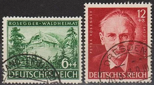 1943 - Рейх - 100 років Розеггера Mi.855-56 _2,40 Евро Ціна