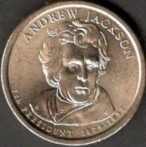 США 1 доллар 2008 г. ПРЕЗИДЕНТЫ США. ЭНДРЮ ДЖЕКСОН (1829-1837). Тираж 122.25 млн .ИЗ РОЛЛА ИДЕАЛ. Ціна