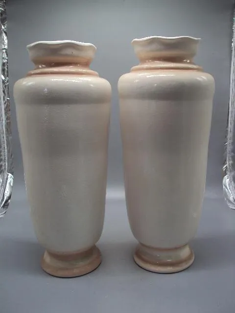 Ваза фаянс узор цветы розы вазы лот 2 шт высота 37,5 см, диаметр 11,5 см (сколы) №13707 Інтернет-аукціон