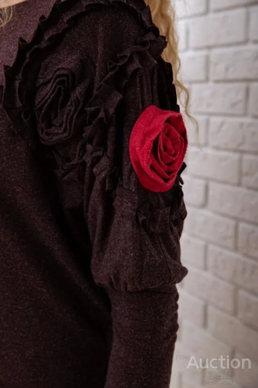 Шерстяное приталенное платье, коричневого цвета, 167R147-1 Де купити