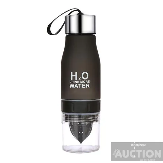 Пляшка для води та напоїв H2O Water Botte з соковижималкою 650 мл чорна Ціна