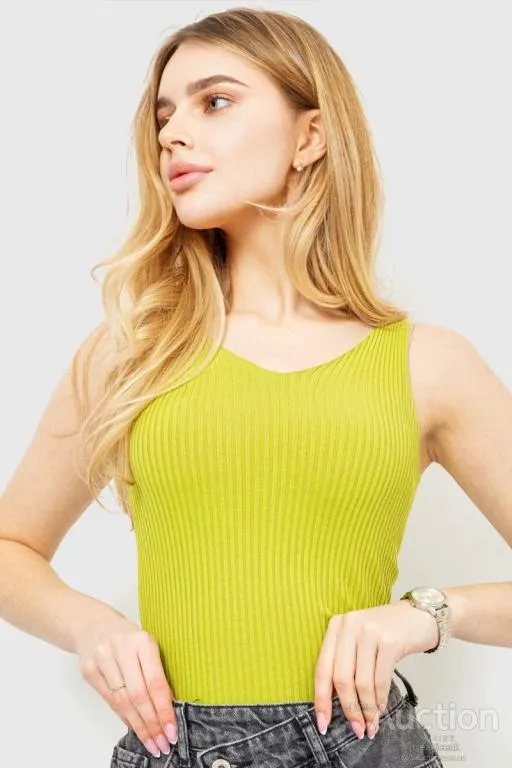 Майка женская в рубчик, цвет салатовый, 204R028 З аукціону