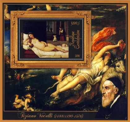 фото, ЦАР-Живопись- Тициано Вечелли -2011.Чистый  красивый Блок.MNH.