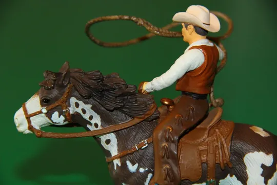 КОВБОЙ З ЛАСО-АРКАНОМ на коні SCHLEICH 90-100мм ФРН ФРГ люкс!! З аукціону