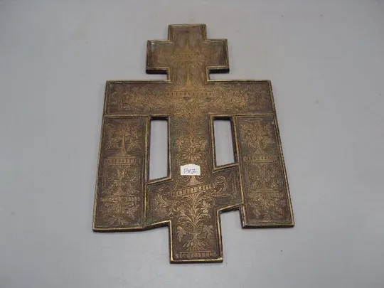 Крест Распятие с предстоящими пластика бронза размер 23,2 х 14,6 см (№787) №13899 Недорого