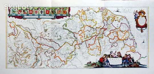 Старовинна мапа карта Ріка Рейн на папері верже 1663 Willem Blaeu Ціна