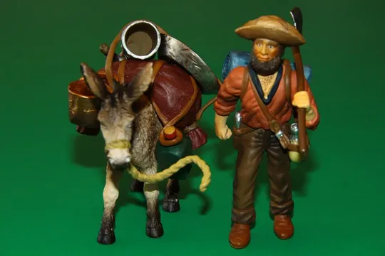 Купити ковбой траппер золотошукач з віслюком SCHLEICH 90-100мм ФРН ФРГ