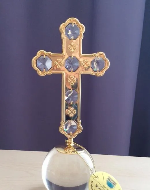 Крест Сваровски. h - 18,5 см Позолота 24 карата pj246 Ціна