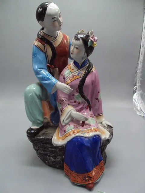Купити Фигура фарфор статуэка Китай DKT ANNO 1998 китаец и китаянка парень с девушкой высота 36,5 см №88