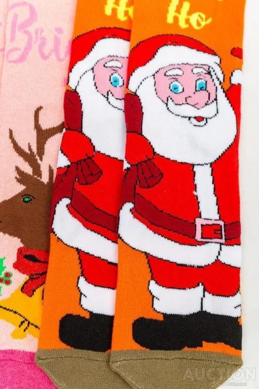 Комплект женских носков новогодних 3 пары, цвет черный,оранжевый,светло-розовый, 151R272 Де купити