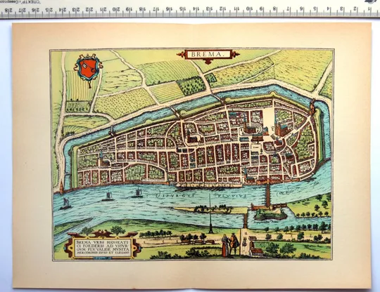 План карта Бремена 1570 р. копія 1938 р. Лейпциг Fv8.9 З аукціону