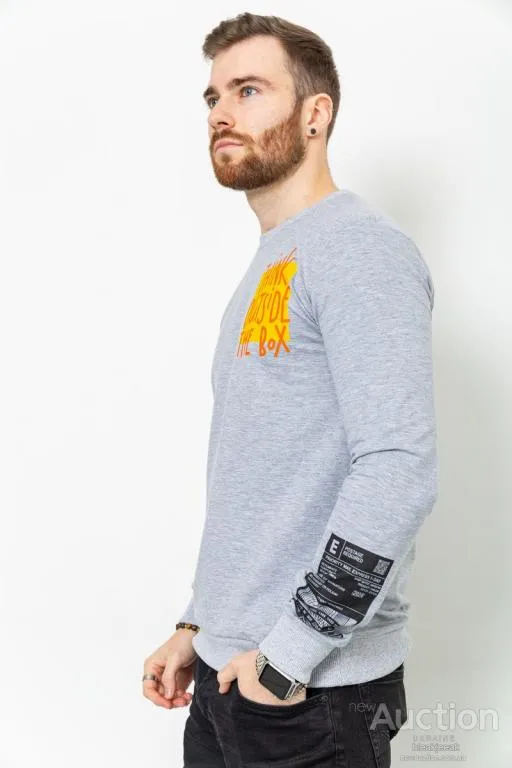 Свитшот мужской с принтом, цвет светло-серый, 208R0240 З аукціону