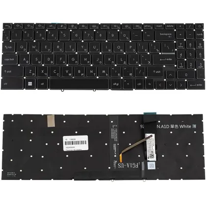 фото, Клавіатура для ноутбука MSI (GF66, GF76) rus, black, без фрейму, підсвічування клавіш (оригінал)