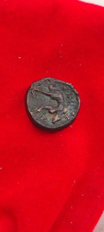 Монета Ольвии Лучник богиня Тихе, есть надпись, редкая 350 год до н.э. bn772. З аукціону