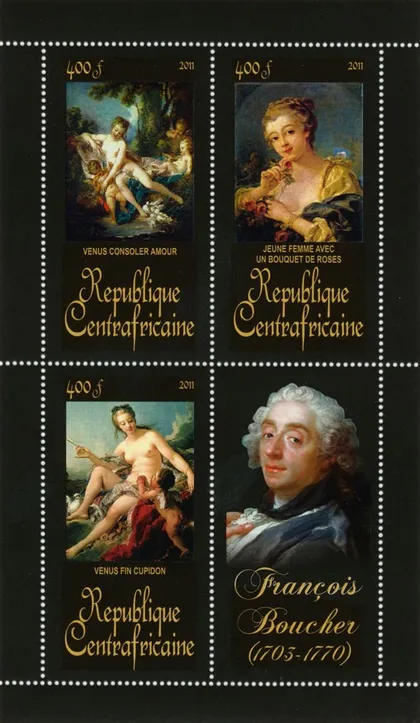 фото, ЦАР-Живопись-Франсуа Буше-2011.Чистый красивый М/Лист.MNH.