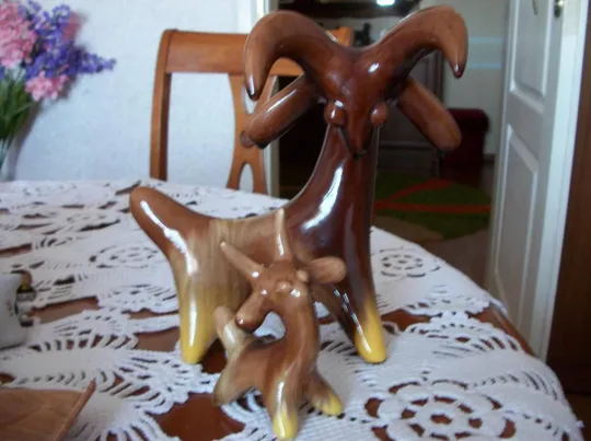 Купити Статуэтка СССР. Козлики Дивные звери. 2-Две Редкие. Проторьевы. Васильковский майоликовый Завод 1960