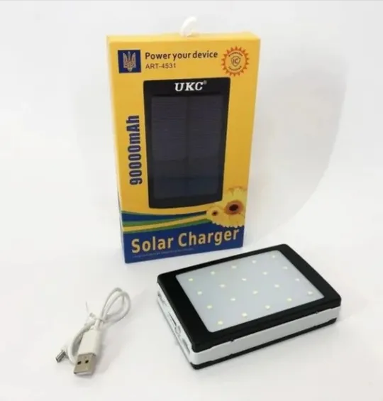 УМБ Power Bank Solar 90000 mAh мобильное зарядное с солнечной панелью и лампой, Power Bank Charger ART-4531 Ціна