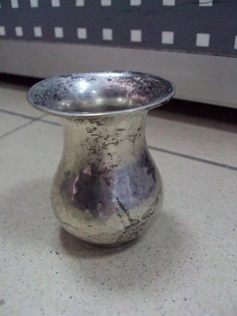 Ваза вазочка миниатюра альпака O.W. Alpacka латунь посеребрение высота 7,1 см, диаметр 6,1 см №1917 Інтернет-аукціон