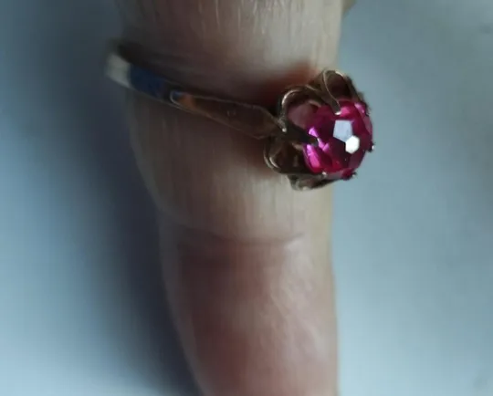 Кольцо СССР серебро 925 позолота с розовым камнем 18 размер  vt324 З аукціону