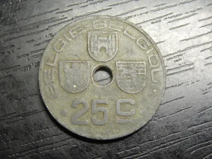 фото, 25 сантимів Бельгія 1944 Belgie-Belgique