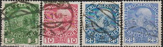 1908 - Австрія - 60 років правління Франца Йозефа Мі.142-47 _гаш Ціна