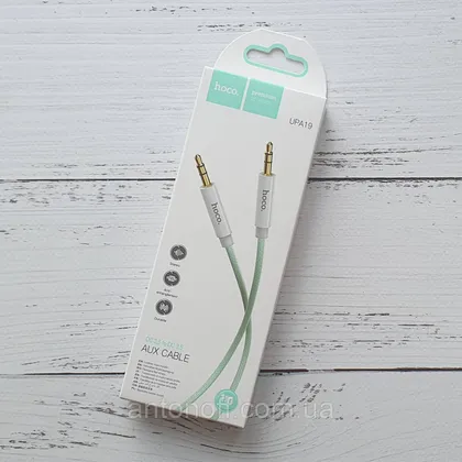 фото, Аудіо кабель Aux Hoco UPA19 mini-Jack 3.5mm to 3.5mm зелений 1 метр