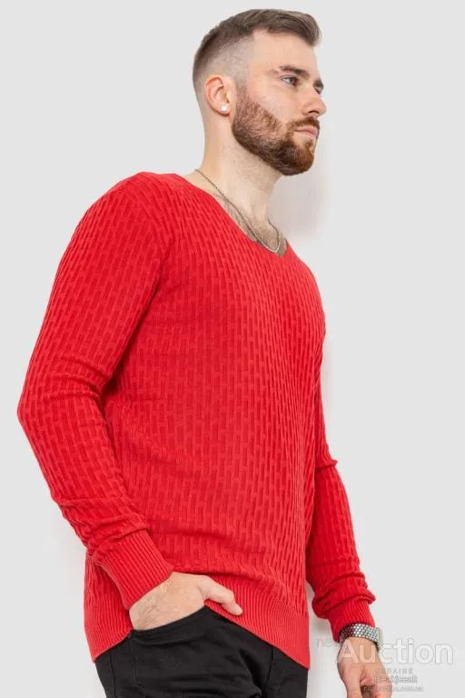 Свитер мужской однотонный, цвет коралловый, 235R1394 З аукціону