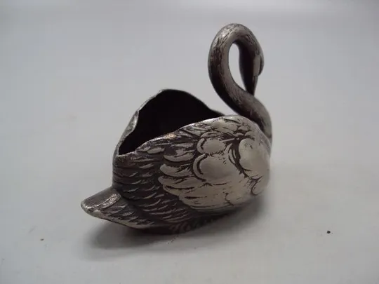 Солонка фигура миниатюра Норблин лебедь посеребрение клеймо Verit N.B.W. размер 5х6,5 см №14584 Недорого