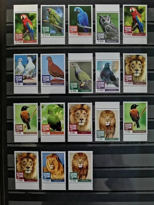 Сьерра Леоне-Птицы -Львы-2016-2018-2022. Чистые полные 18 серий из 1 марки . Марки одиночки.MNH. Ціна