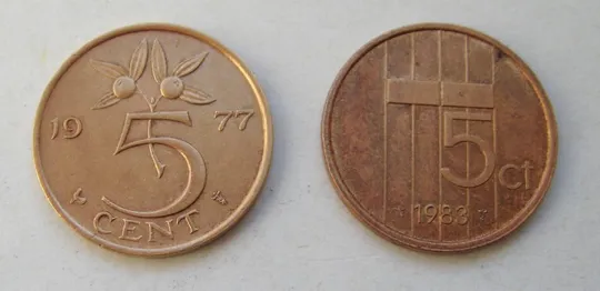 Купити 5 центов = 1977 и 1983 гг. = Нидерланды #