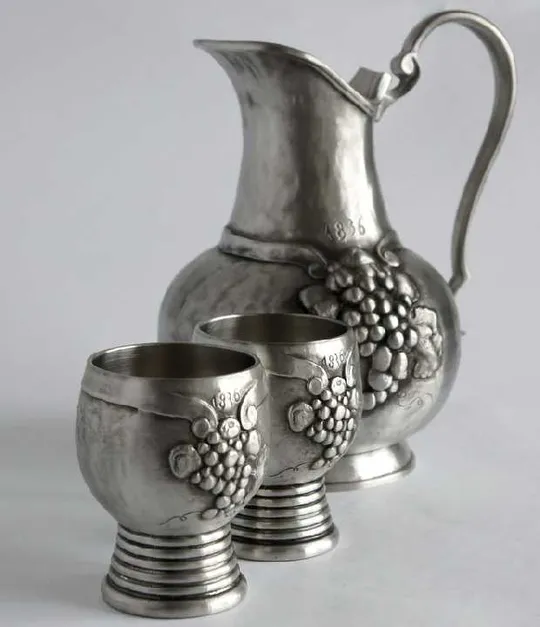 Олов&#039;яний глечик кувшин і 2 келихи 1836 рік Artina-SKS Austria Інтернет-аукціон