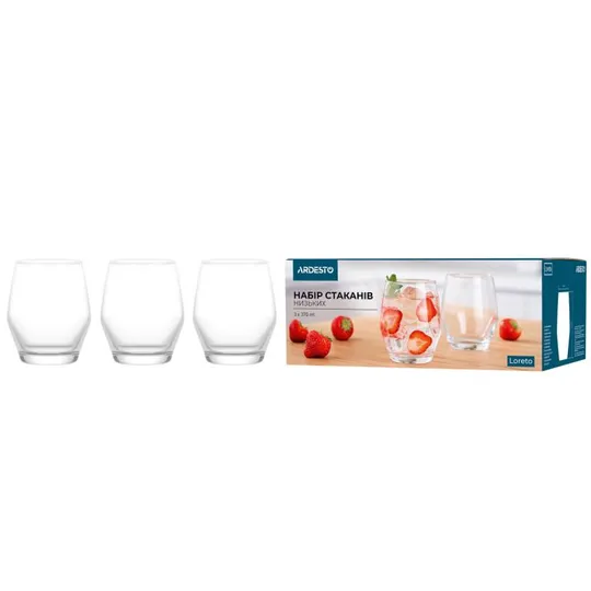 Набор низких стаканов Ardesto Loreto AR2637LLT 370 мл 3 шт Продаж