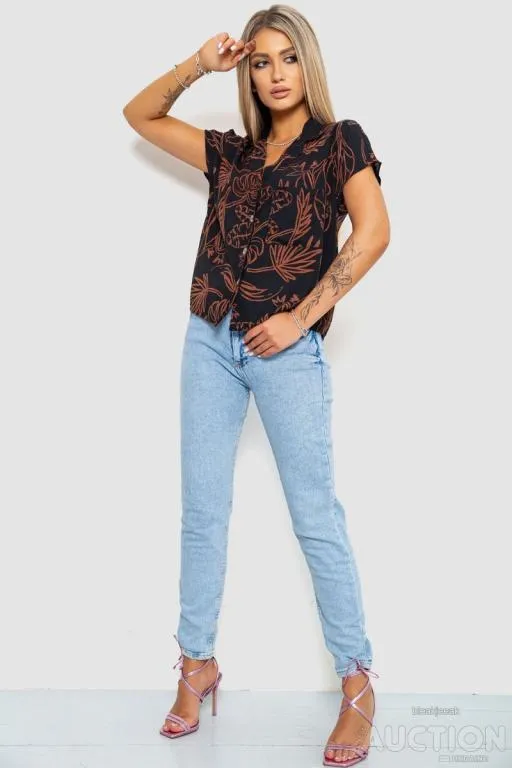 Купити Блуза шифоновая, цвет черный, 244R291