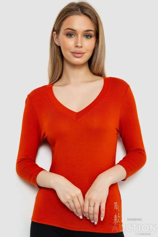 Женский лонгслив укороченный с рукавом 3/4, цвет терракотовый, 186R508 Ціна