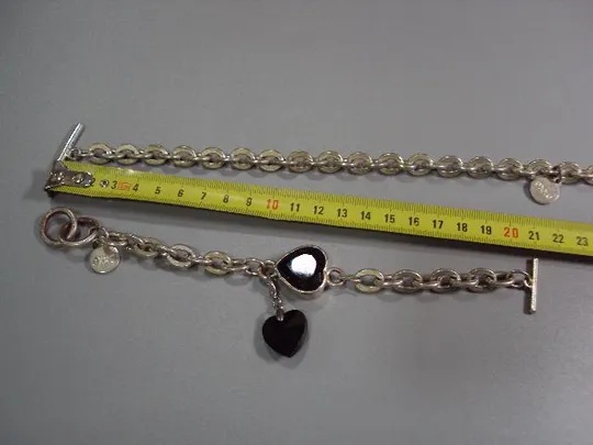 Бижутерия цепочка цепь и браслет OXXO сердце сердечко Обсидиан Европа б/у №11227 Характеристики