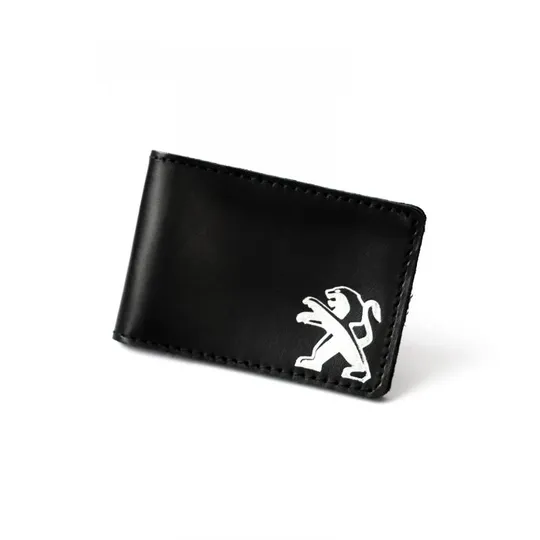 Обкладинка для автодокументів з логотипом "Peugeot" чорна з посрібленням. Ціна