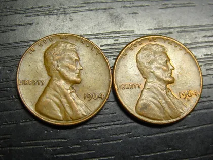 фото, 1 цент 1964 США (два різновиди)