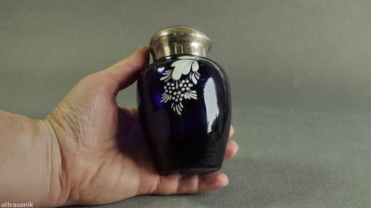 Чайниця банка для чаю синя кобальтова радянське скло Вживане Характеристики