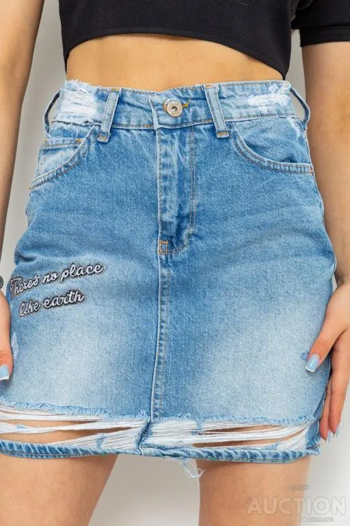 Юбка джинсовая c потертостями, цвет голубой, 214R4226 Ціна