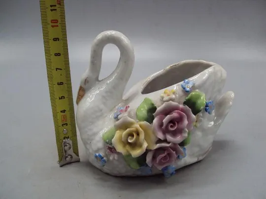 Карандашница фарфор Германия Martinroda лебедь и цветы розы фигура высота 9,2 см под реставрацию №37 Характеристики