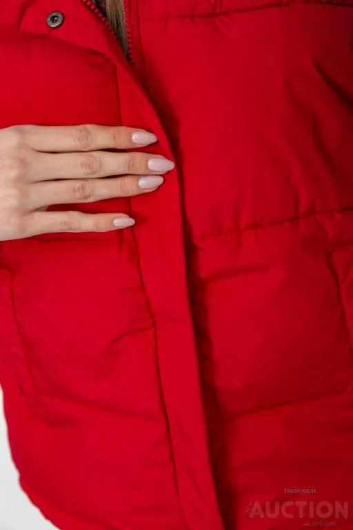 Жилет женский с капюшоном, цвет красный, 243R20232 Де купити