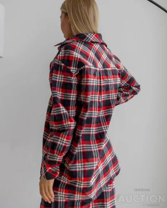 Жіночий піжамний костюм трійка Vanessa колір синьо-червоний Недорого