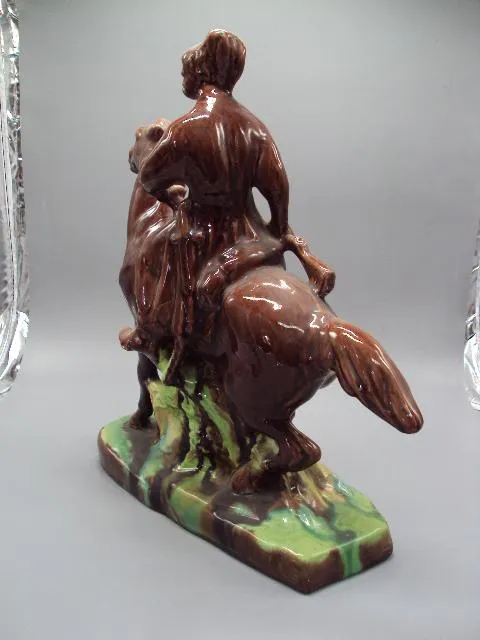 Фигура керамика статуэтка майолика козак на коне на лошади высота 38 см №14722 Інтернет-аукціон