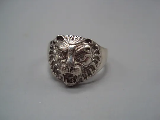 Кольцо мужской перстень голова льва печатка лев серебро 800 проба вес 6,61 г 21,5 размер №15587 Продаж
