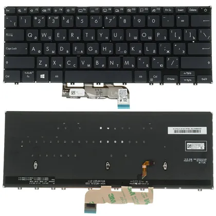 фото, Клавіатура для ноутбука ASUS (B9450 series) rus, black, без фрейма, підсвічування клавіш