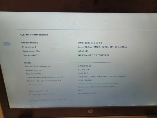 0845... HP ELITEBOOK 850 G3  core I5-6200U  НІМЕЧЧИНА З аукціону