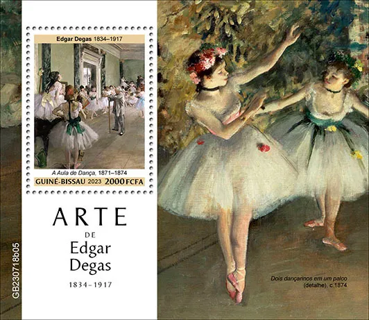 Гвинея Бисау-Живопись- Эдгар Дега-2023.Чистый полный  комплект-Блок.MNH. Ціна